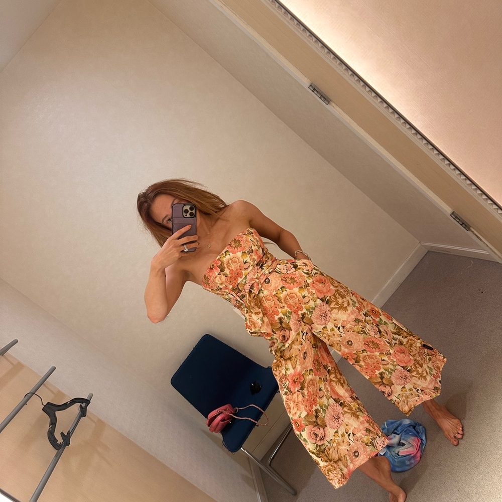 Zimmermann floral cropped linen jumpsuit